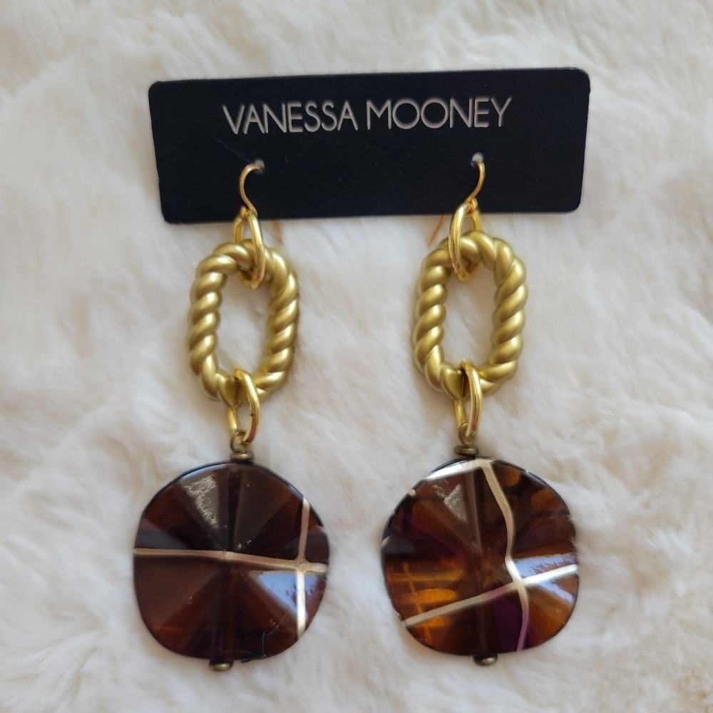 VANESSA MOONEY // gold twist links with paintd disc detail earrings